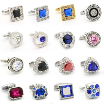 Ücretsiz Kargo Kristal Kol Düğmeleri 28 Taş Tasarımlar Hotsale Bakır Malzeme Kol Düğmeleri Toptan ve perakende