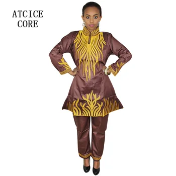 Ücretsiz kargo yeni afrika bazin nakış tasarım elbiseler üst pantolon ile afrika giysi DP83#