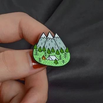 Üç emaye Broş Yaratıcı parmak Snow Peak Broş Dağın zirvesinden Hatıra Broş Denim Rozet Broş Yaka Pin