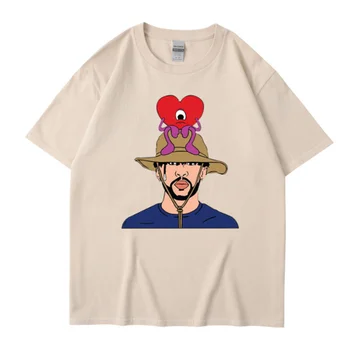 Şarkıcı Kötü Tavşan UN VERANO GÜNAH TI Müzik Albümü Çift Taraflı Baskı Grafik T Shirt Unisex Hip Hop T Shirt Büyük Boy Streetwear