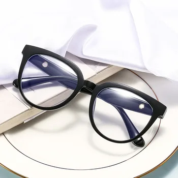 Şeffaf bilgisayar gözlük çerçeve kadın erkek Anti mavi ışık kedi gözü gözlük engelleme gözlük optik gözlük gözlük