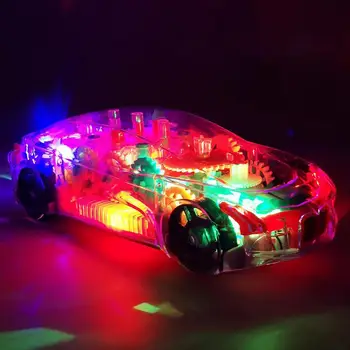 Şeffaf hafif müzik Mekanik Dişli Oyuncak Araba LED Elektronik Oyuncaklar Arabalar Çocuklar Müzik Şeffaf Konsept Spor Araba Oyuncak