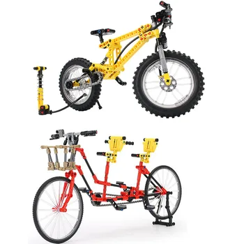 Şehir Teknik Dağ bisikleti / Tandem bisiklet Blok Seti Dıy Simülasyon Modeli Yapı Tuğla oyuncak Çocuklar İçin
