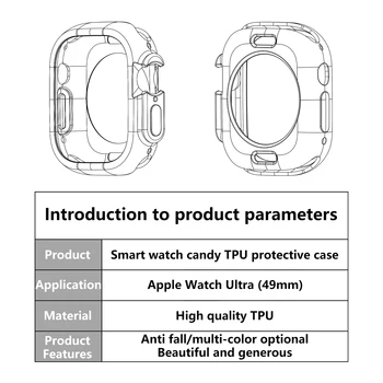 Şeker Kapak Apple için İzle Ultra Kılıf 49mm 45mm 41mm Smartwatch TPU Koruyucu Tampon Aksesuarları İwatch Serisi 7 8 Aksesuarları