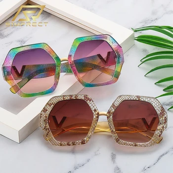 SIMPRECT Büyük Boy Kare Güneş Kadınlar 2022 Lüks Marka Tasarımcısı güneş gözlüğü Moda Vintage Retro Shades Kadınlar İçin oculos