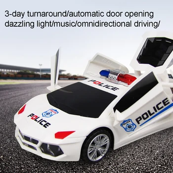 Çocuklar Led Elektrikli Araba Oyuncak 360 Derece Döner Tekerlekler Serin Aydınlatma Müzik Çocuklar Elektronik polis arabası Oyuncak